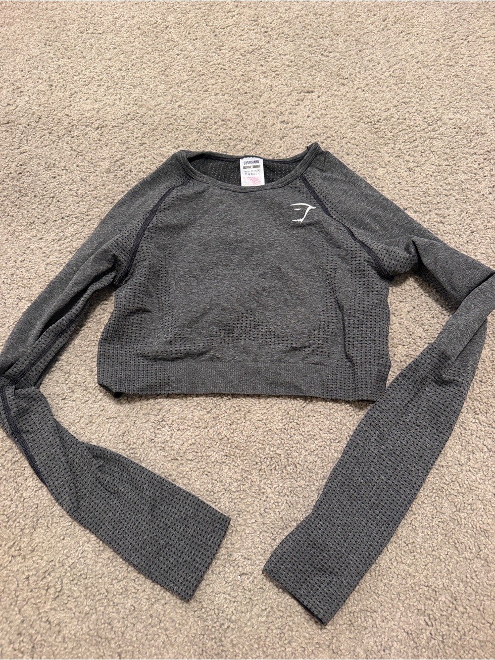 Gymshark Dark Gray Seamless Cropped Long Sleeve Top